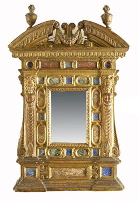 Appraisal: An Italian giltwood and gesso tabernacle frame of architectural form