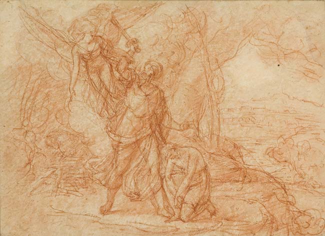 Appraisal: FRENCH SCHOOL LATE TH-CENTURY Abraham's Sacrifice of Isaac Red chalk