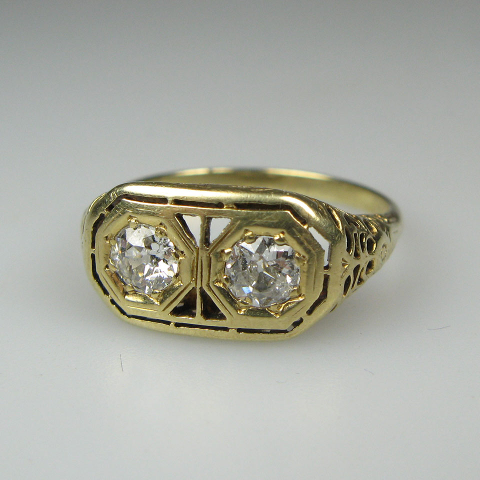 Appraisal: k Yellow Gold Filigree Ring set with old mine cut