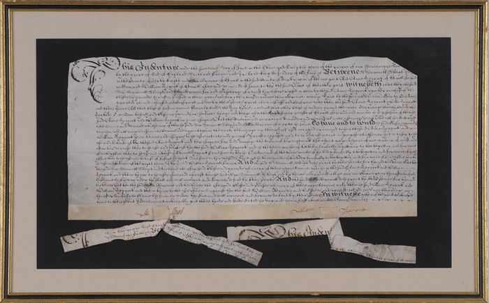 Appraisal: INDENTURE ON VELLUM ENGLISH Circa x in Framed and matted