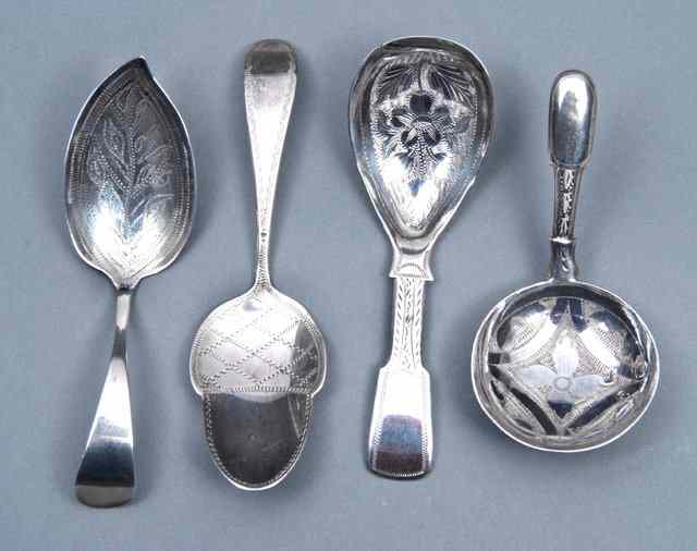 Appraisal: A WILLIAM IV SILVER CADDY SPOON with a pear shaped