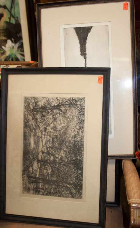 Appraisal: Three framed etchings Estimate - No condition report supplied