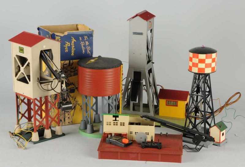 Appraisal: Lot of American Flyer Train Accessories American S-gauge Includes towers