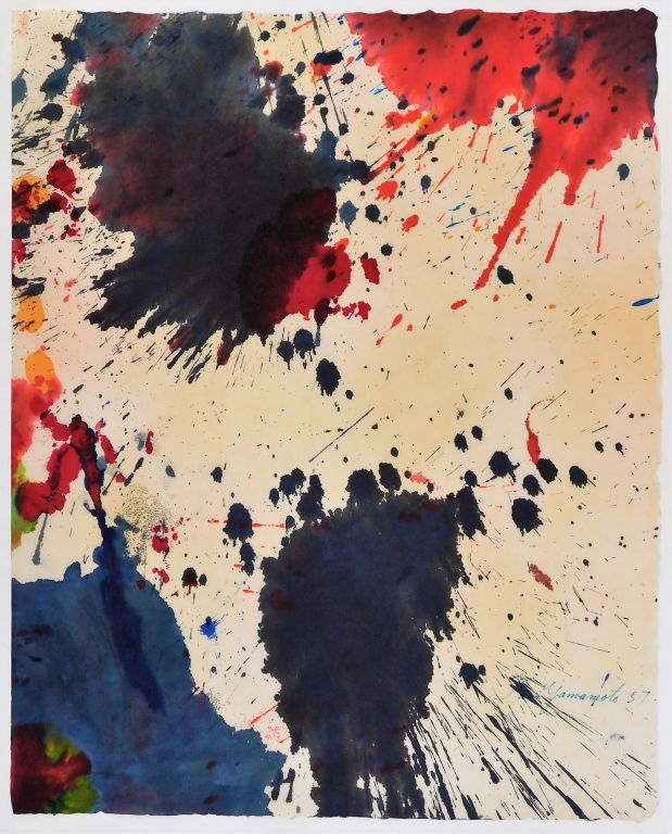 Appraisal: TARO YAMAMOTO ABSTRACT EXPRESSIONIST WC PAINTING California Connecticut New York