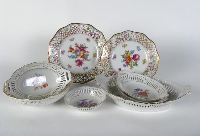 Appraisal: Group of German and Bavarian open-lace china most by Schumann