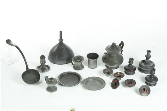 Appraisal: GROUP OF PEWTER European th- th century Lot includes teapot