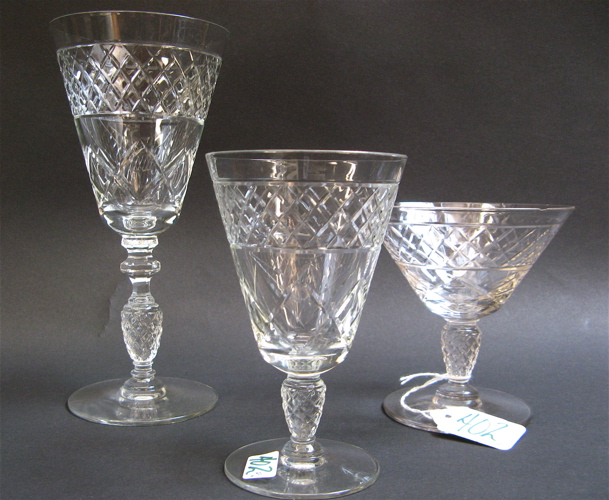 Appraisal: TWENTY CLEAR CUT CRYSTAL STEMWARE diamond cut pattern including wine