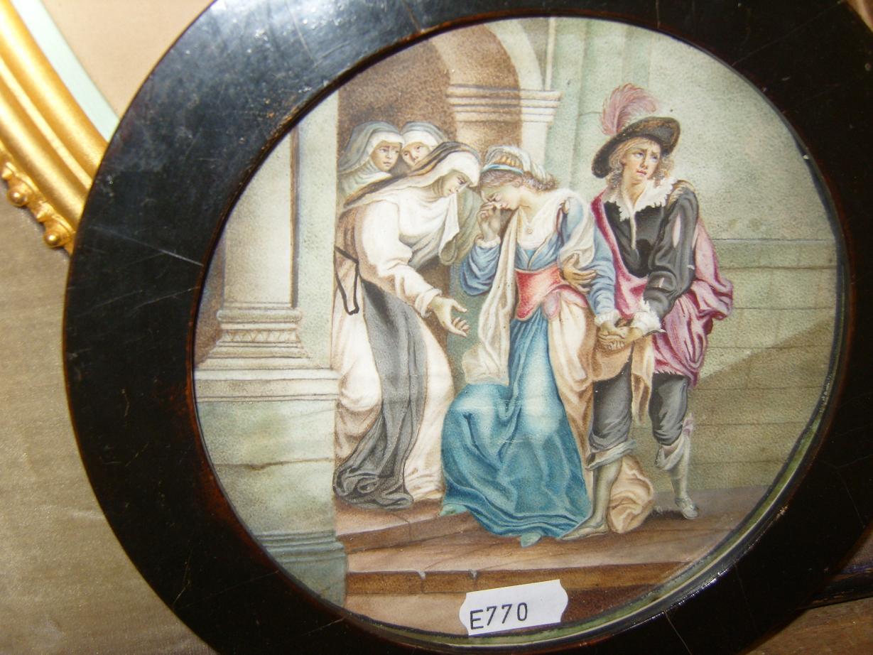 Appraisal: A th century watercolour portrait of oval form showing a