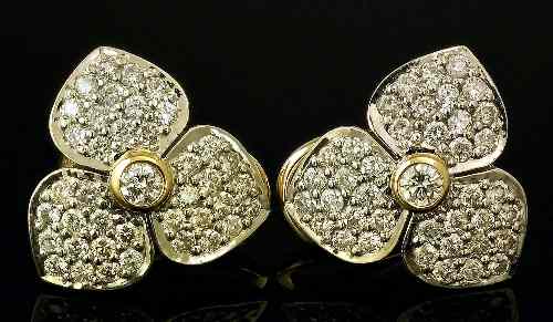 Appraisal: A pair of ct white and yellow gold all diamond