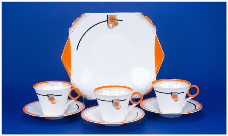 Appraisal: Shelley 's Piece Teaset cups and saucers plus bread plate