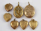 Appraisal: A mixed lot of seven gilt metal lockets largest approx