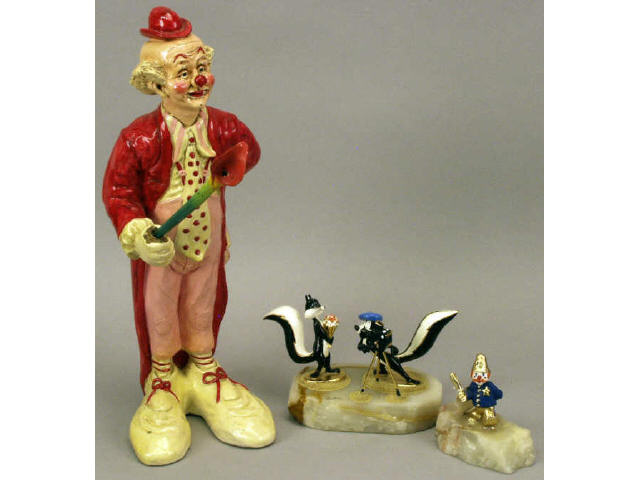 Appraisal: Collection of three figurines includes tall hand painted clown artist