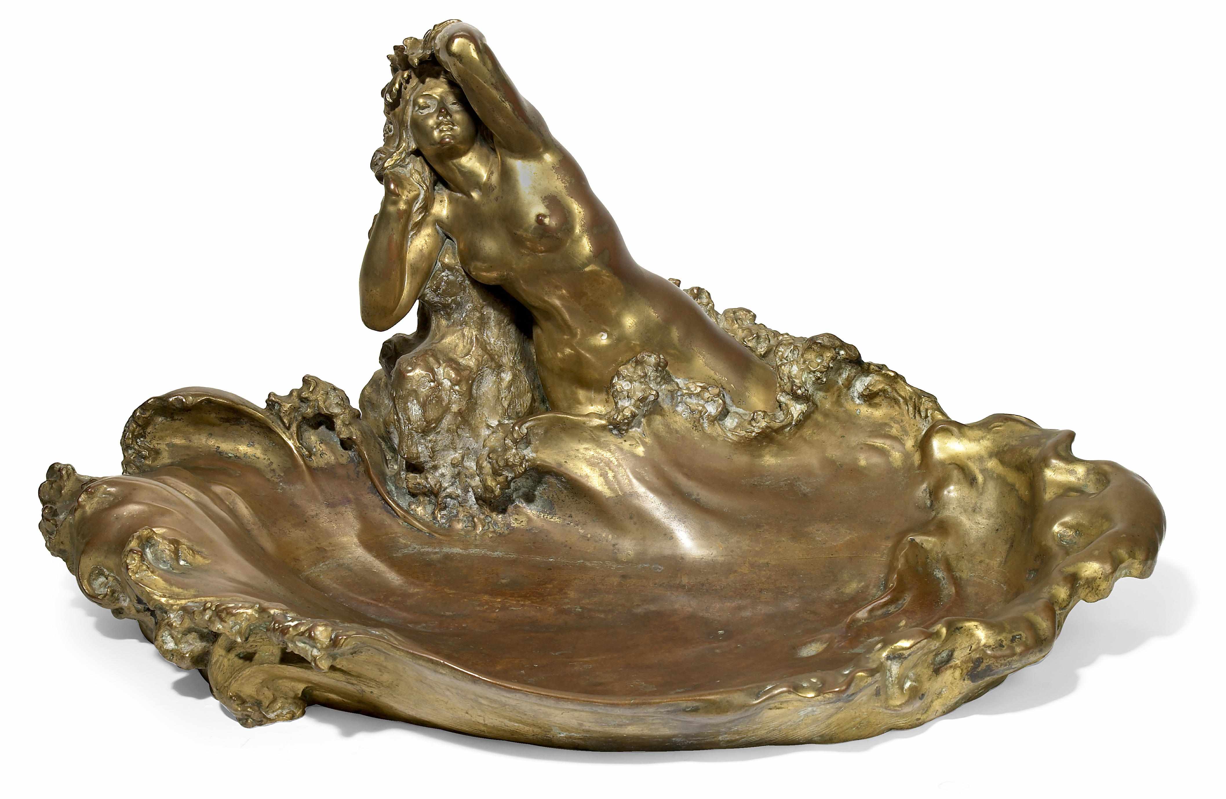 Appraisal: A French Art Nouveau bronze figural center bowl circa signed