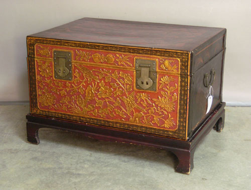 Appraisal: Chinese lacquer trunk on stand h x d