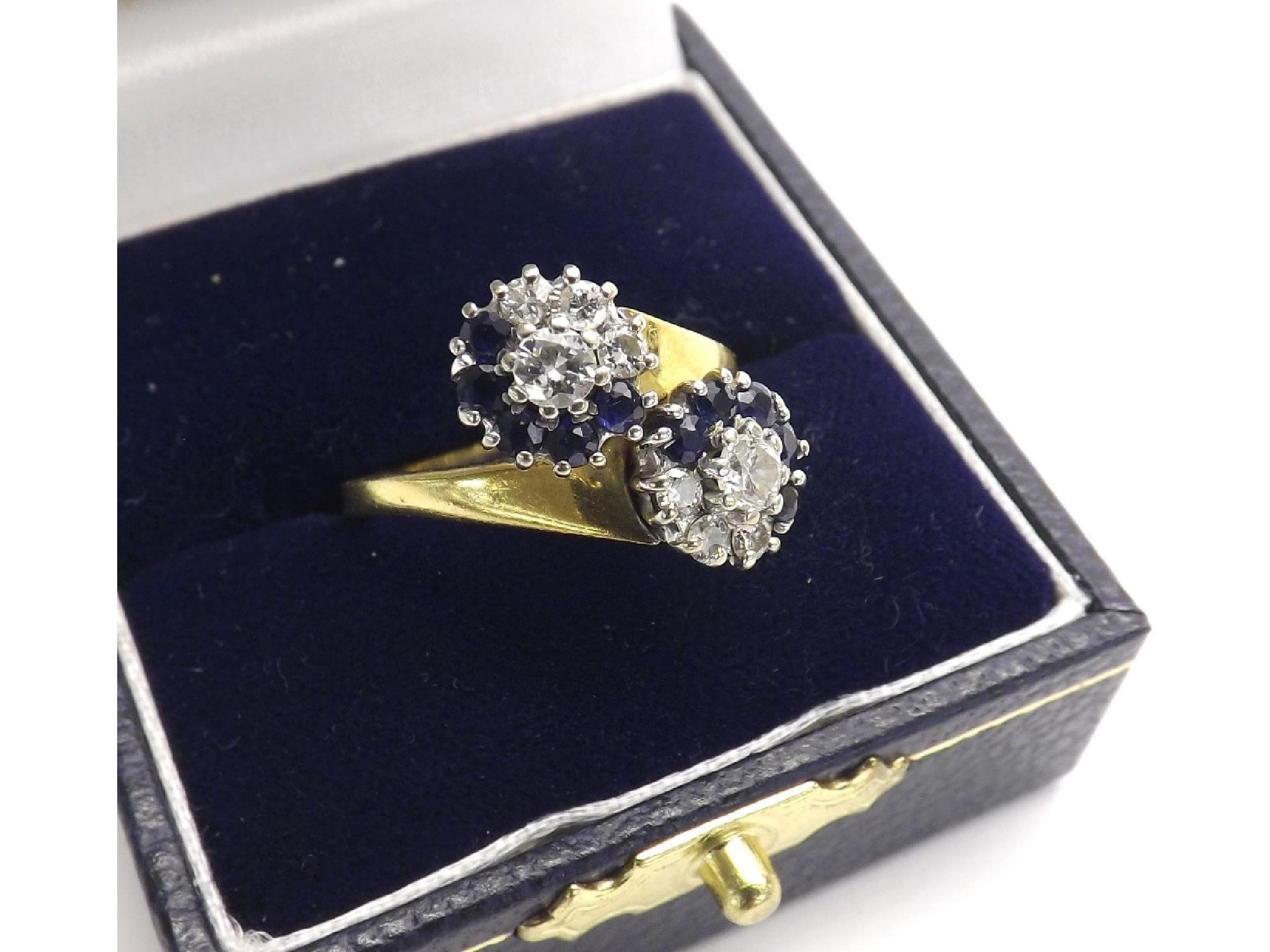 Appraisal: ct sapphire and diamond double cluster ring ct approx gm