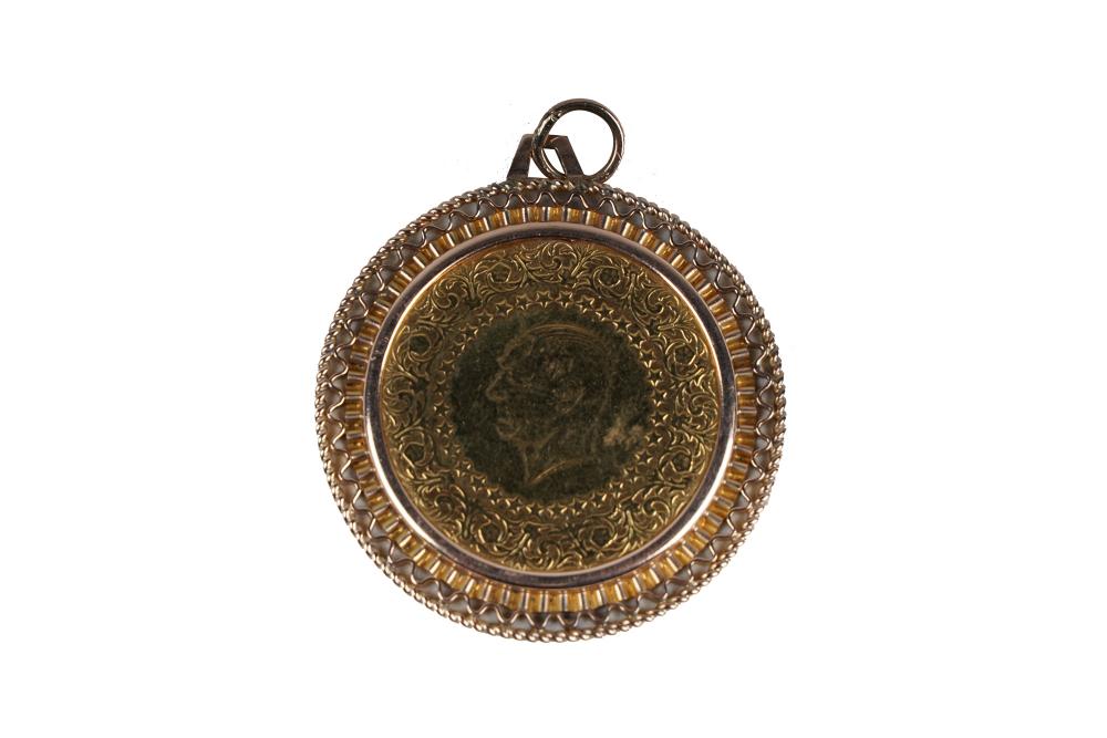 Appraisal: KARAT YELLOW GOLD TURKISH KURUSH COIN PENDANTwith a karat yellow