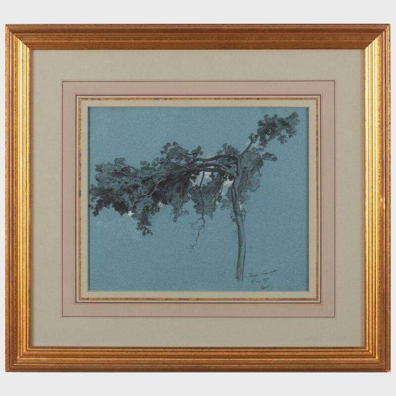 Appraisal: Ren Ernest Huet - Study of a Tree Pen and