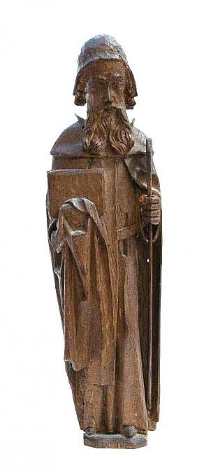 Appraisal: CONTINENTAL CARVED OAK FIGURE OF A SAINT th th Century