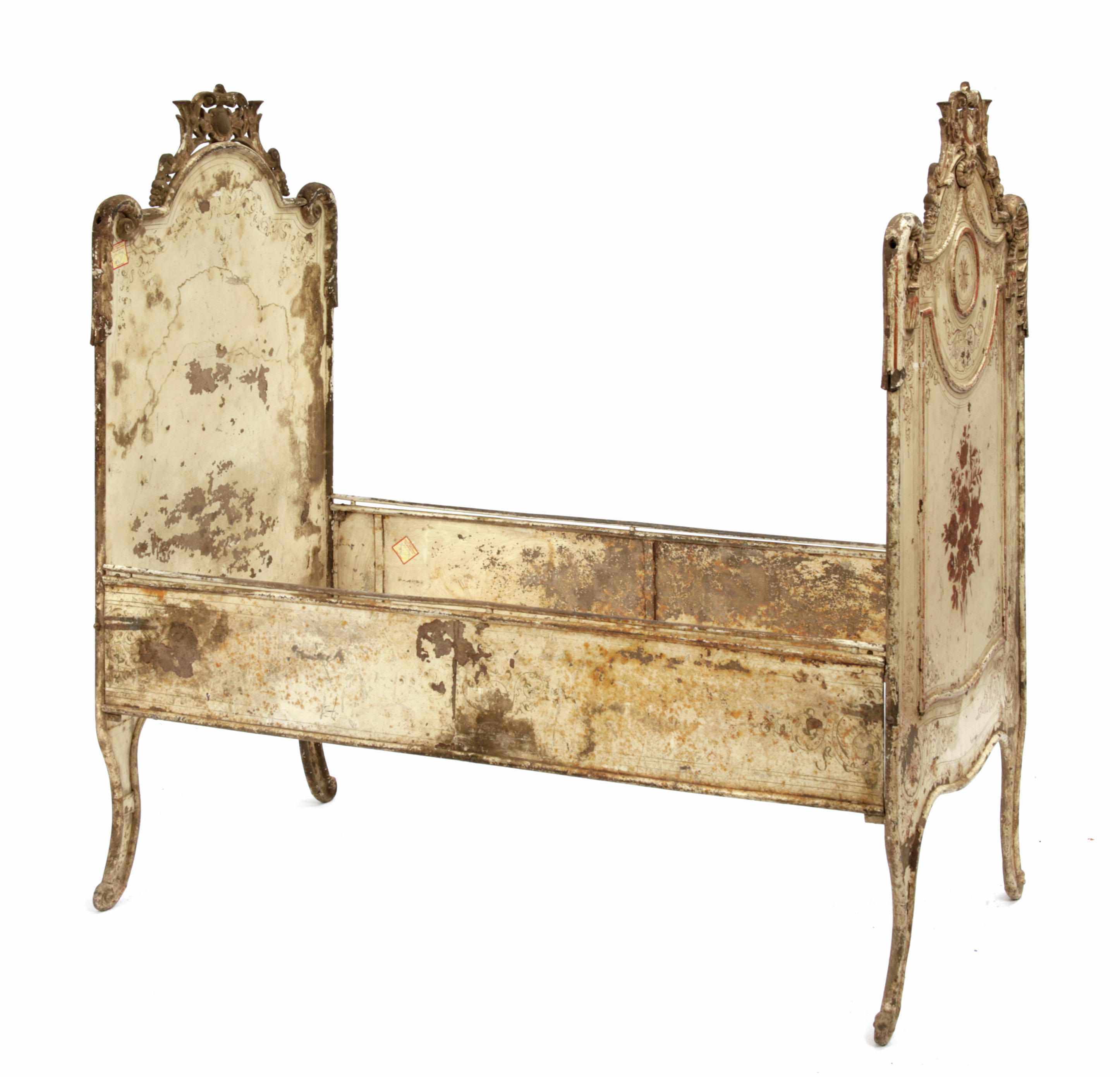 Appraisal: A Napoleon III paint decorated bed height in width in