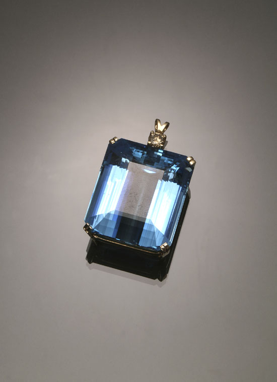 Appraisal: Tested -Karat Yellow-Gold Aquamarine and Fancy-Colored Diamond Pendant The bail