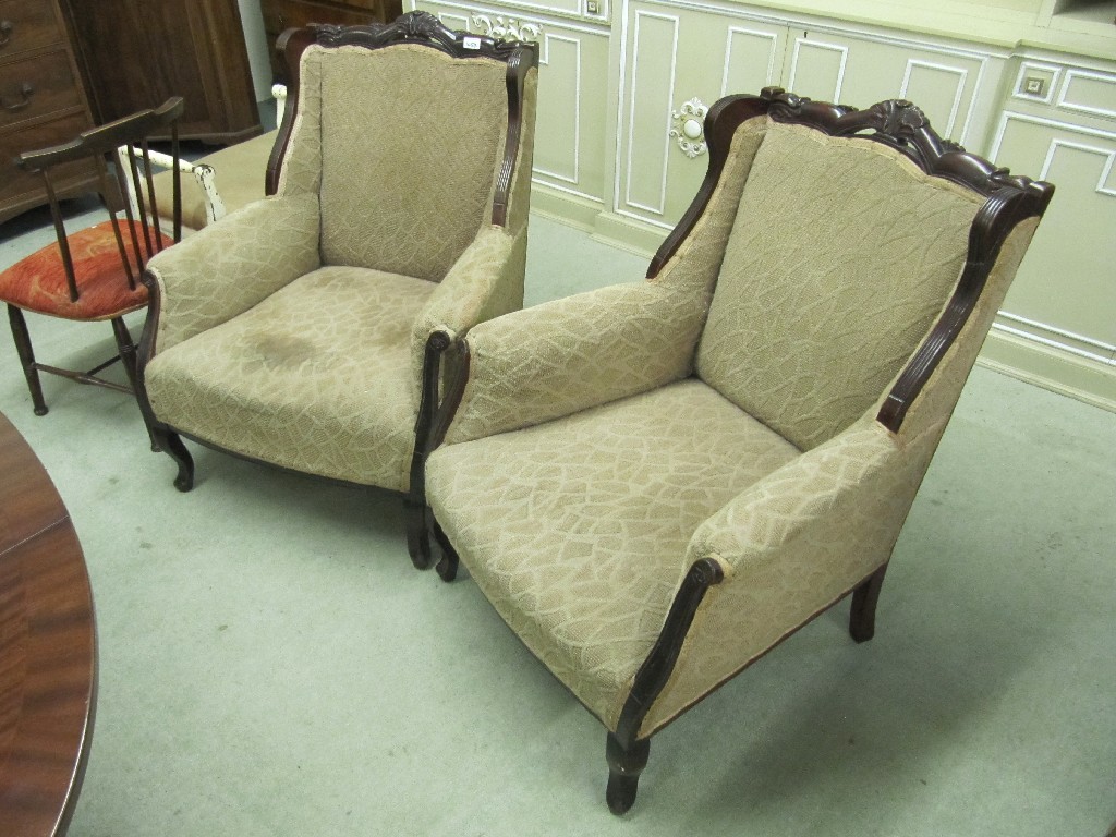 Appraisal: Pair of Edwardian drawing room armchairs