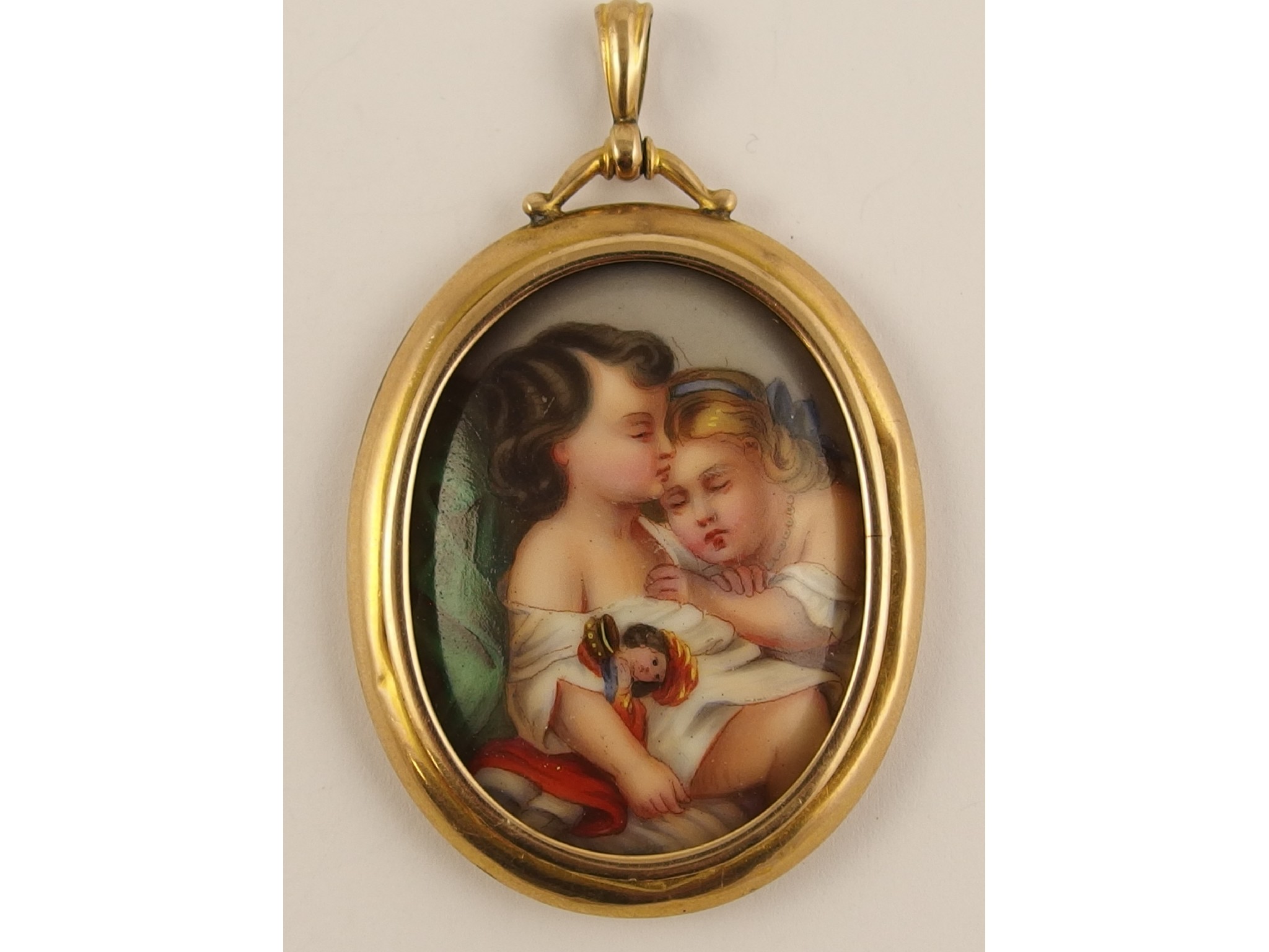 Appraisal: A ct pendant mounted porcelain plaque