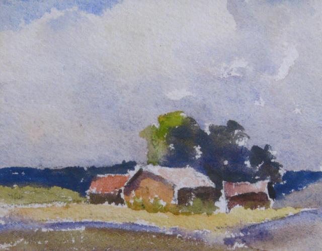 Appraisal: Attributed to Claude Curry Bohm IN x watercolor depicting a