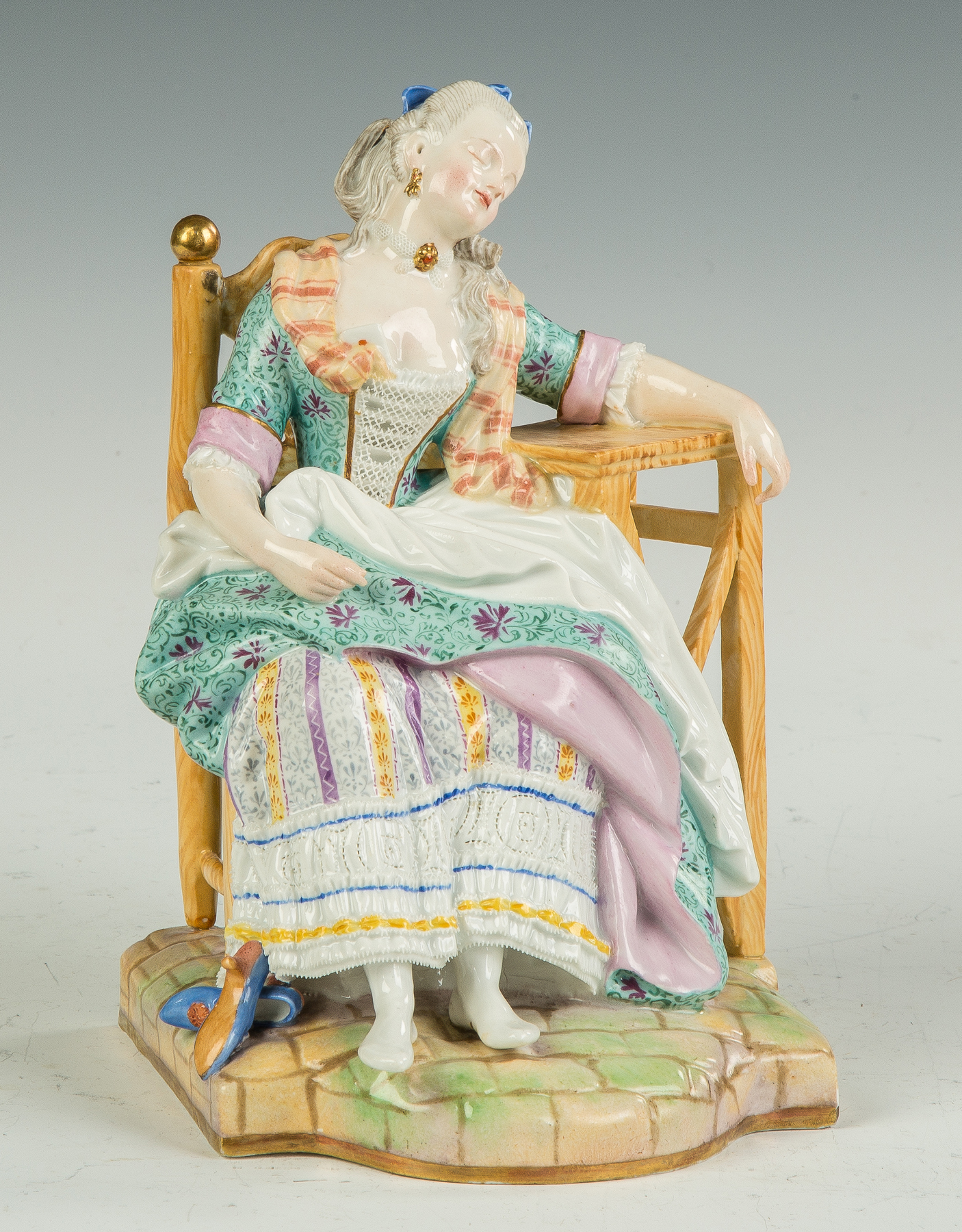 Appraisal: Meissen Seated Lady th century Blue crossed swords mark and