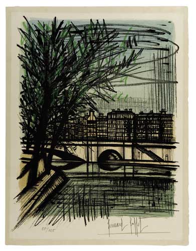 Appraisal: BERNARD BUFFET Le Pont Marie Color lithograph x mm x