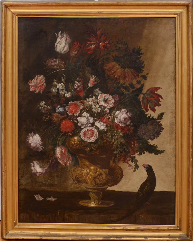 Appraisal: FLEMISH SCHOOL STILL LIFE WITH FLOWERS Oil on canvas unsigned