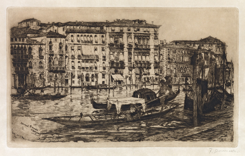 Appraisal: FRANK DUVENECK Canal Grande Venezia Etching printed in dark brownish