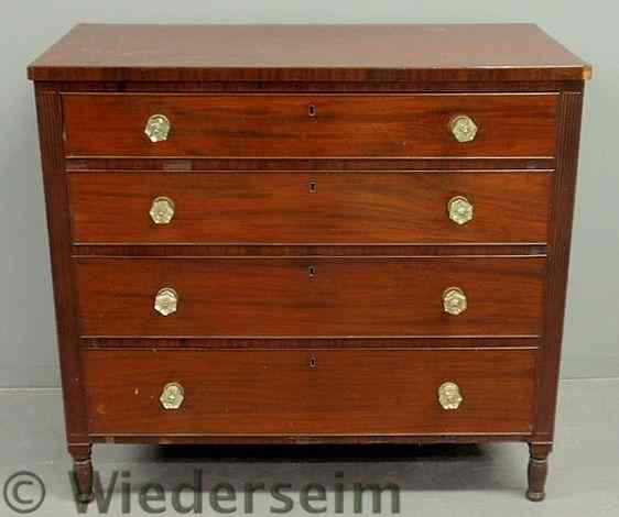 Appraisal: Philadelphia Sheraton mahogany chest of drawers c h x w