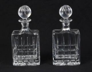 Appraisal: PAIR OF CUT GLASS RECTANGULAR DECANTERS PAIR OF CUT GLASS