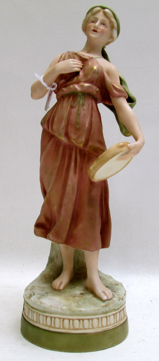 Appraisal: ROYAL DUX BOHEMIAN PORCELAIN figurine of a woman standing with