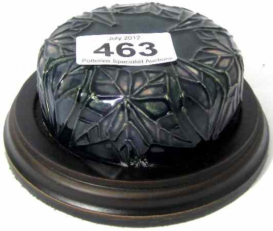 Appraisal: Moorcroft Paperweight in the Cluny Design on a Wooden Plinth