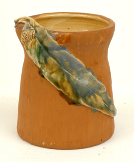 Appraisal: PHILIPPA JAMES Victoria circa Cylindrical flared earthenware vase terracotta ground