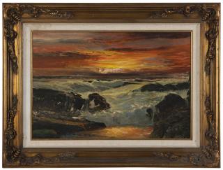 Appraisal: Robert W Wood Seascape at sunset signed lower left Robert