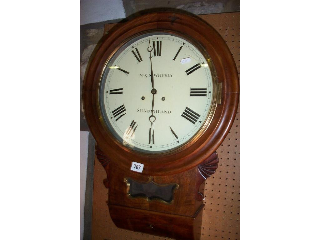 Appraisal: A Victorian walnut drop dial wall clock with dial and