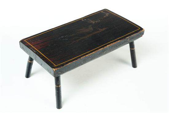 Appraisal: DECORATED FOOTSTOOL American th century pine Original grain painting with