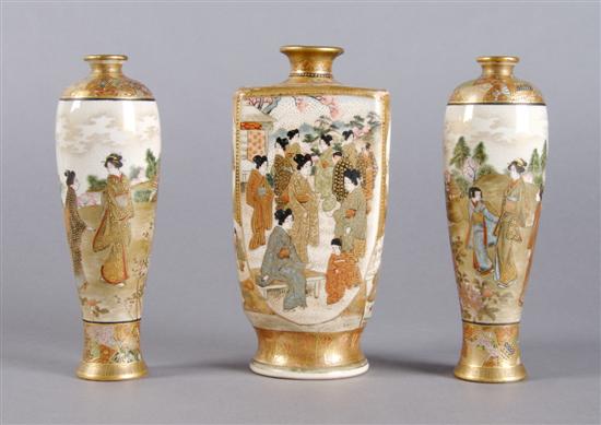 Appraisal: A Pair of Japanese Satsuma Vases Height of pair inches