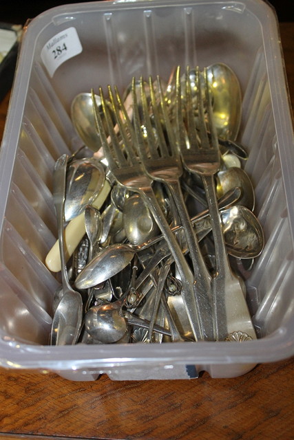 Appraisal: A QUANTITY OF SILVER AND OTHER FLAT WARE including three