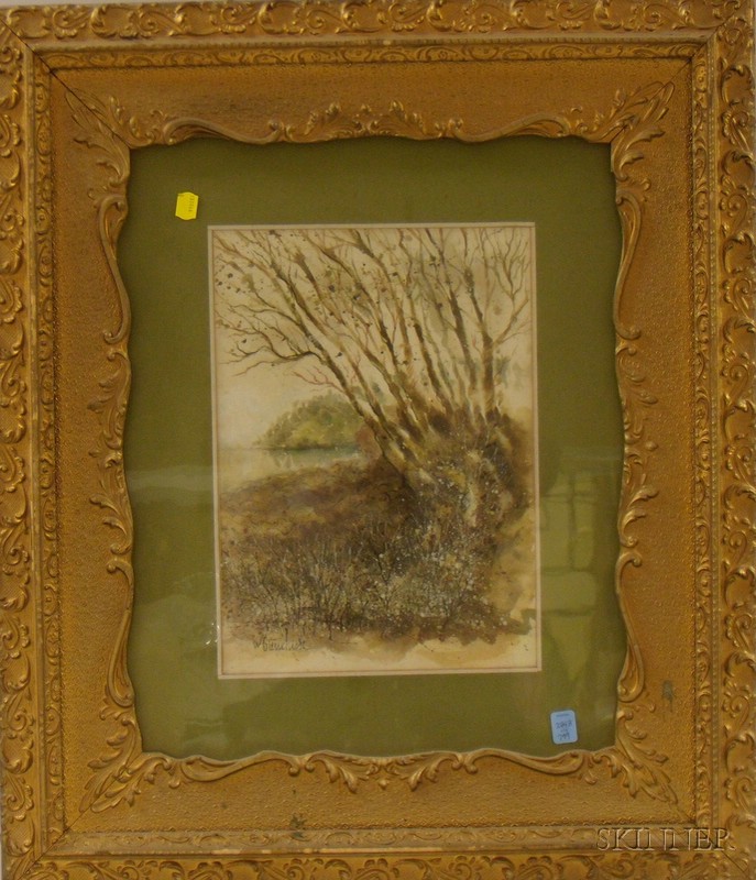 Appraisal: Framed Watercolor and Gouache on Paper board of Trees by