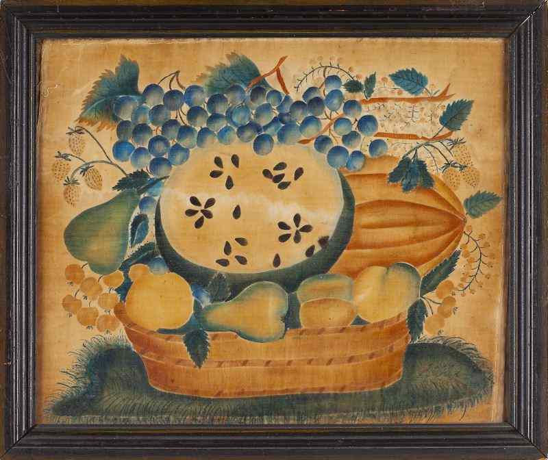 Appraisal: American School Theorem th centurywatercolor on velvet of a woven