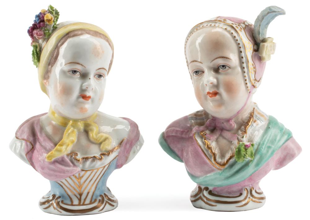 Appraisal: Pair of Meissen Porcelain Busts of Young Girls th c