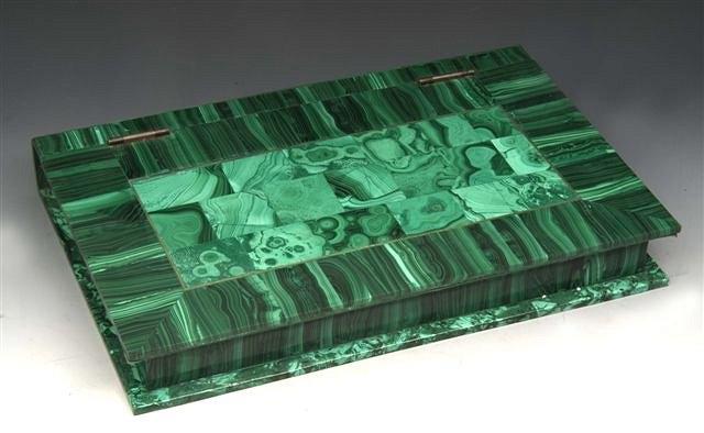 Appraisal: A MALACHITE BOX in the form of a book with