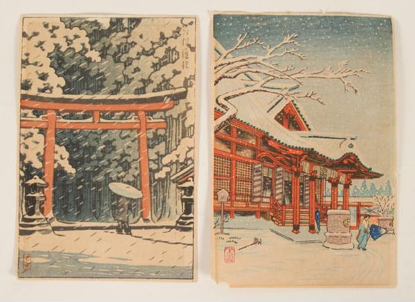 Appraisal: Ten small Japanese color block prints featuring various scenes of