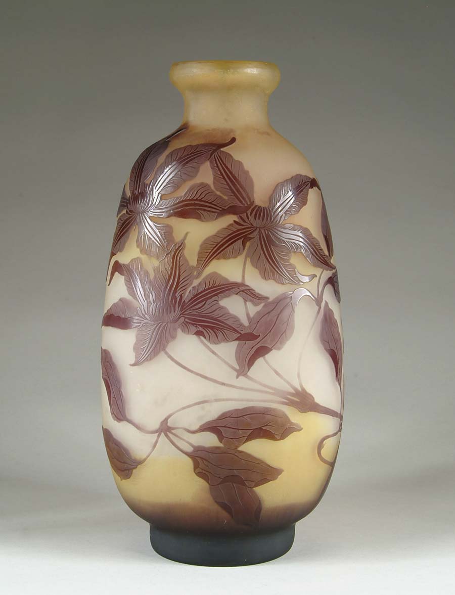 Appraisal: IMPRESSIVE GALLE CLEMATIS VASE Large and impressive French cameo vase