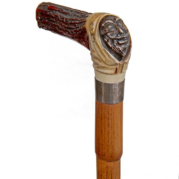 Appraisal: Blackamoor Stag Cane- Exclusive on Bidsquare Blackamoor Stag Cane- Ca