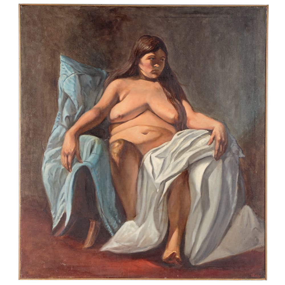 Appraisal: Nathaniel K Gibbs Seated Nude oil American - Oil on