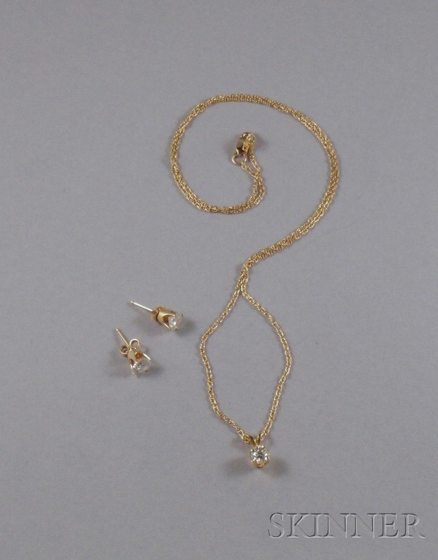 Appraisal: Pair of kt Gold and Diamond Earstuds and a kt